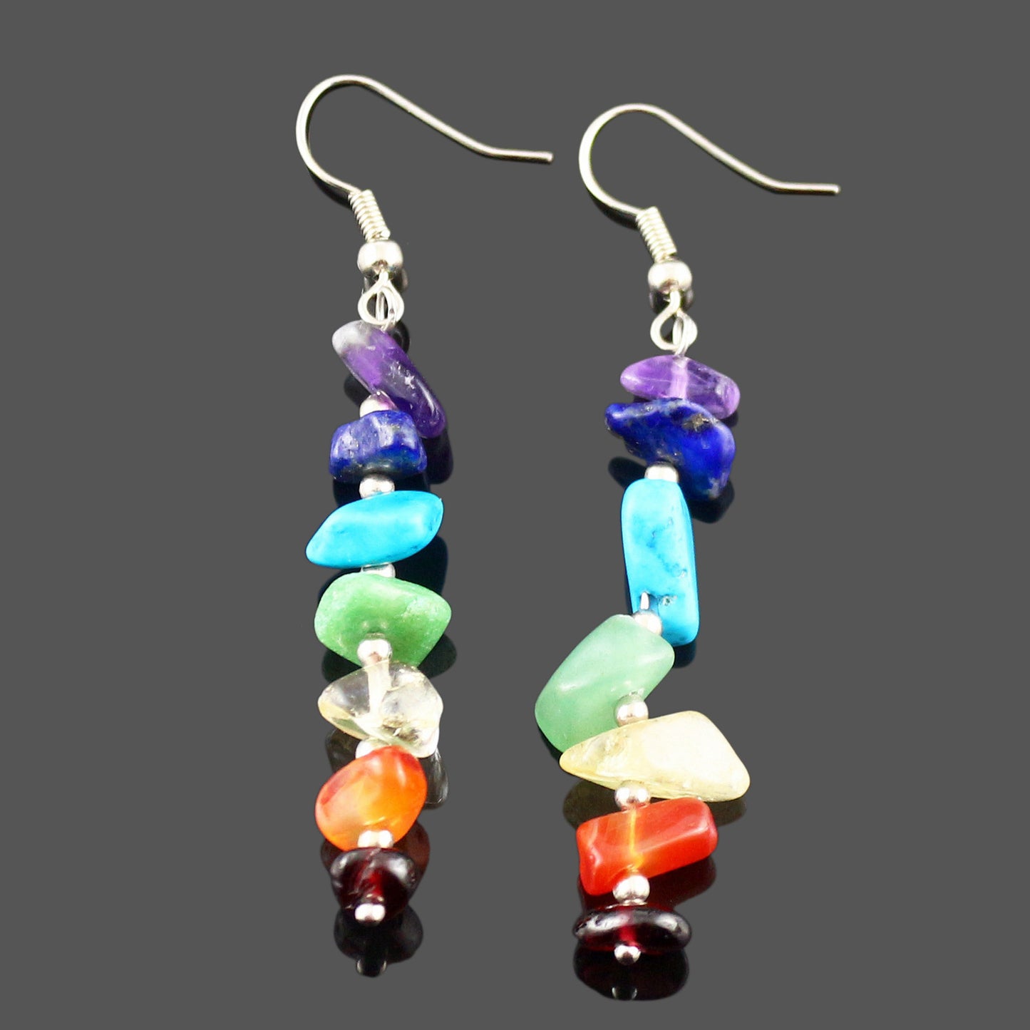 Hand-wound Seven Chakra Earrings