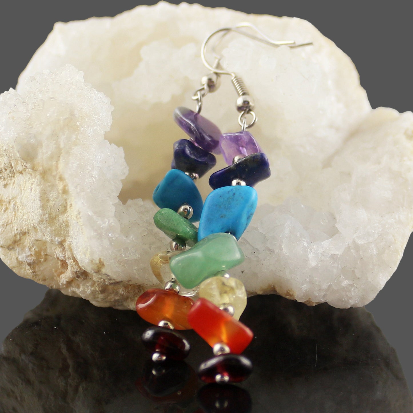 Hand-wound Seven Chakra Earrings