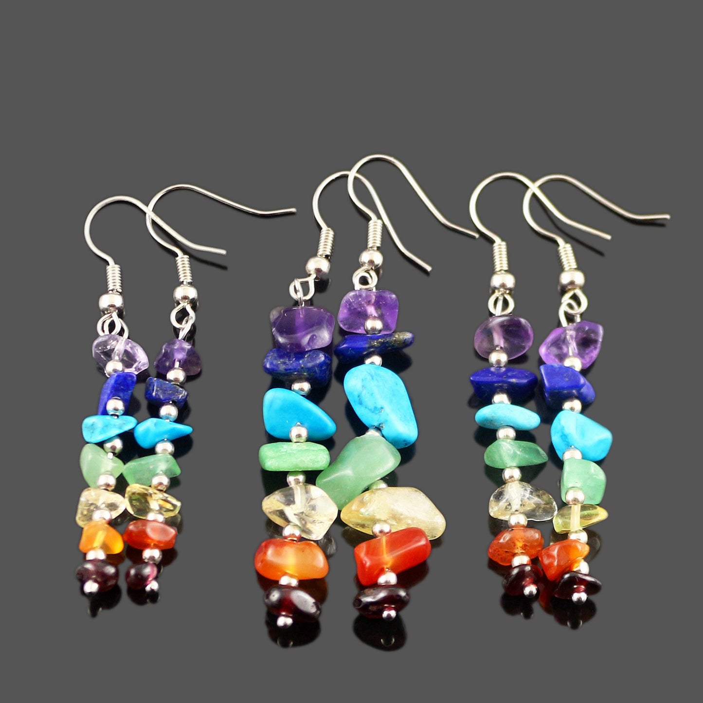 Hand-wound Seven Chakra Earrings