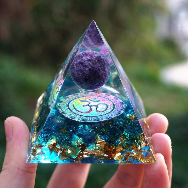 Natural Tiger Eye Orgonite Pyramid Healing Crystals Centerpiece Energy Generator Reiki Chakra Multiplier Orgone Amethyst Meditation - Blu Obsidian