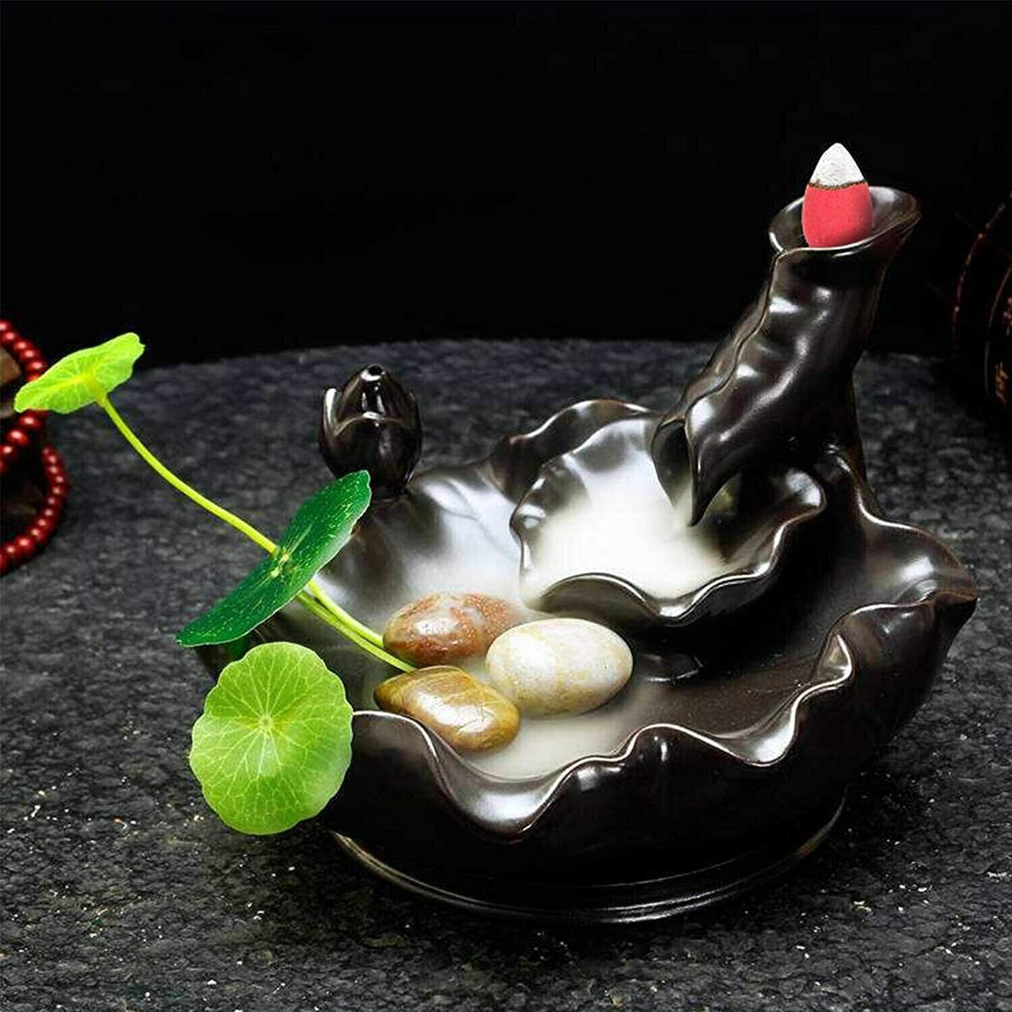 100Pcs Backflow Incense Cones Burner Heavy Smoke Waterfall Buddhism Smoke Cones - Blu Obsidian