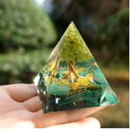 Natural Tiger Eye Orgonite Pyramid Healing Crystals Centerpiece Energy Generator Reiki Chakra Multiplier Orgone Amethyst Meditation - Blu Obsidian