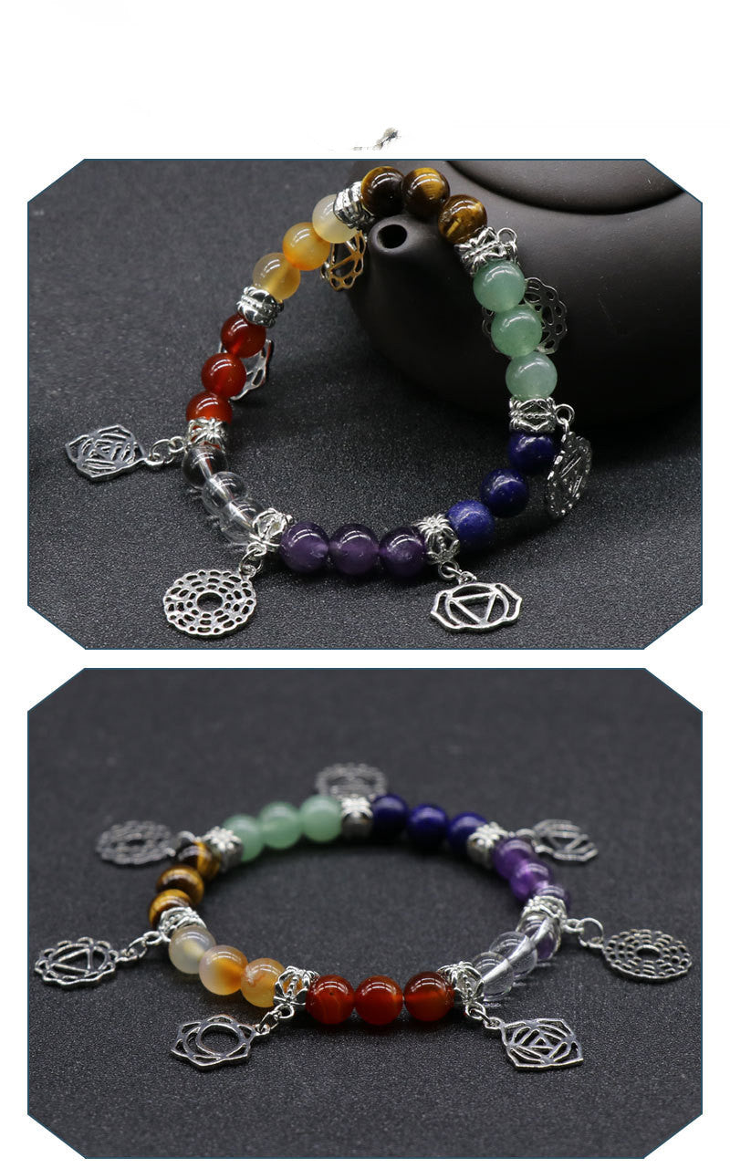 Colorful Agate Crystal Seven Chakra Bracelet