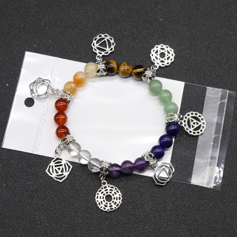 Colorful Agate Crystal Seven Chakra Bracelet
