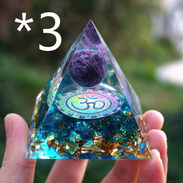Natural Tiger Eye Orgonite Pyramid Healing Crystals Centerpiece Energy Generator Reiki Chakra Multiplier Orgone Amethyst Meditation - Blu Obsidian