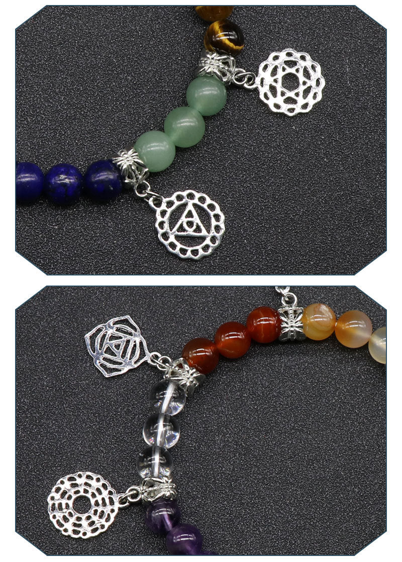 Colorful Agate Crystal Seven Chakra Bracelet