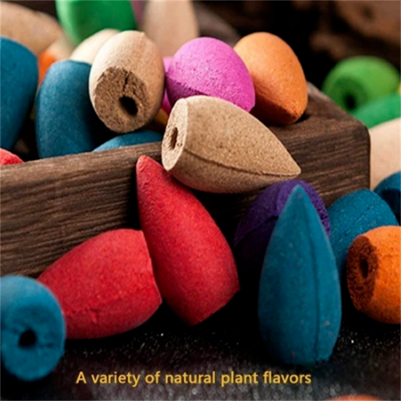 100Pcs Backflow Incense Cones Burner Heavy Smoke Waterfall Buddhism Smoke Cones - Blu Obsidian