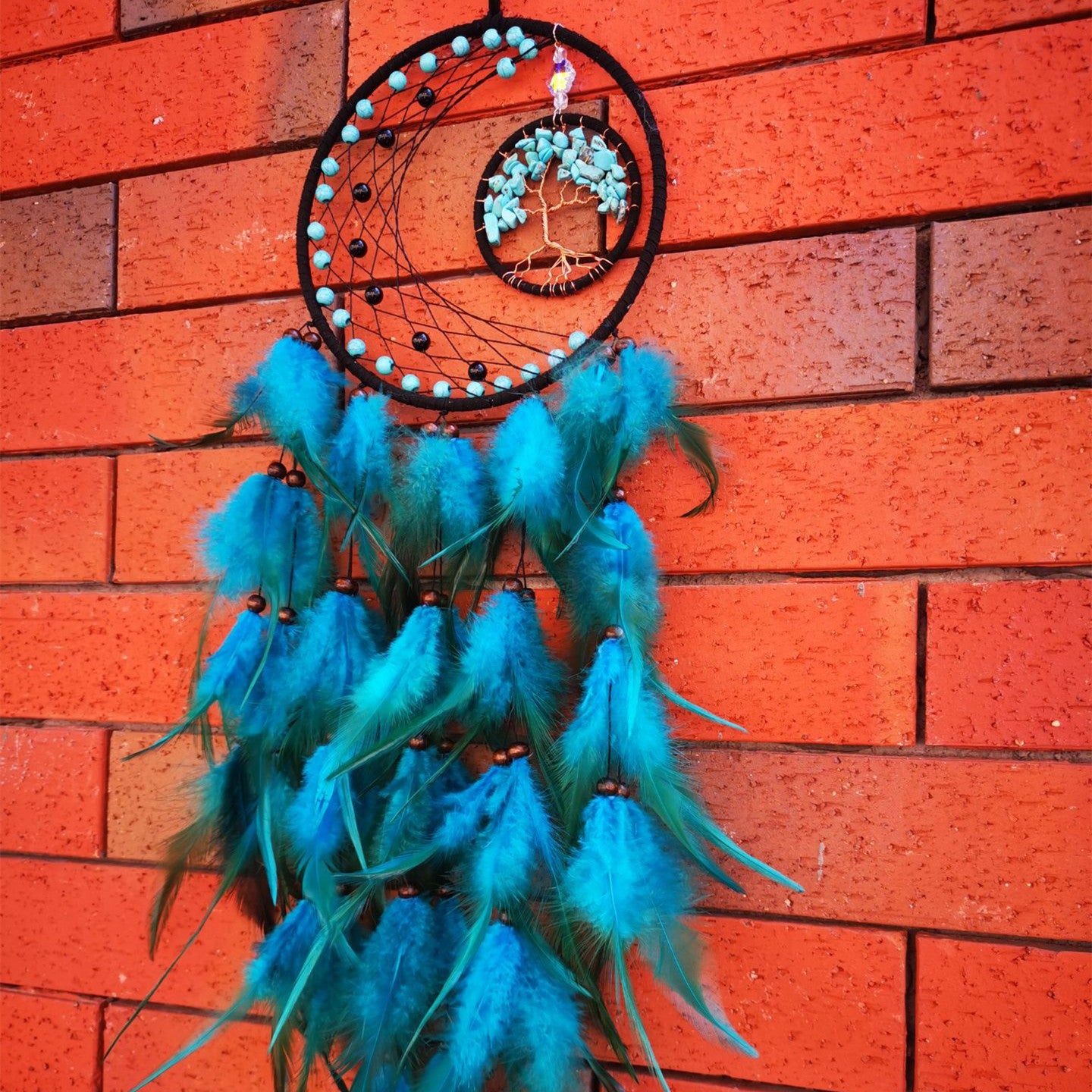 Tree Of Life Feather Home Decor Dream Catcher Wall Mount - Blu Obsidian