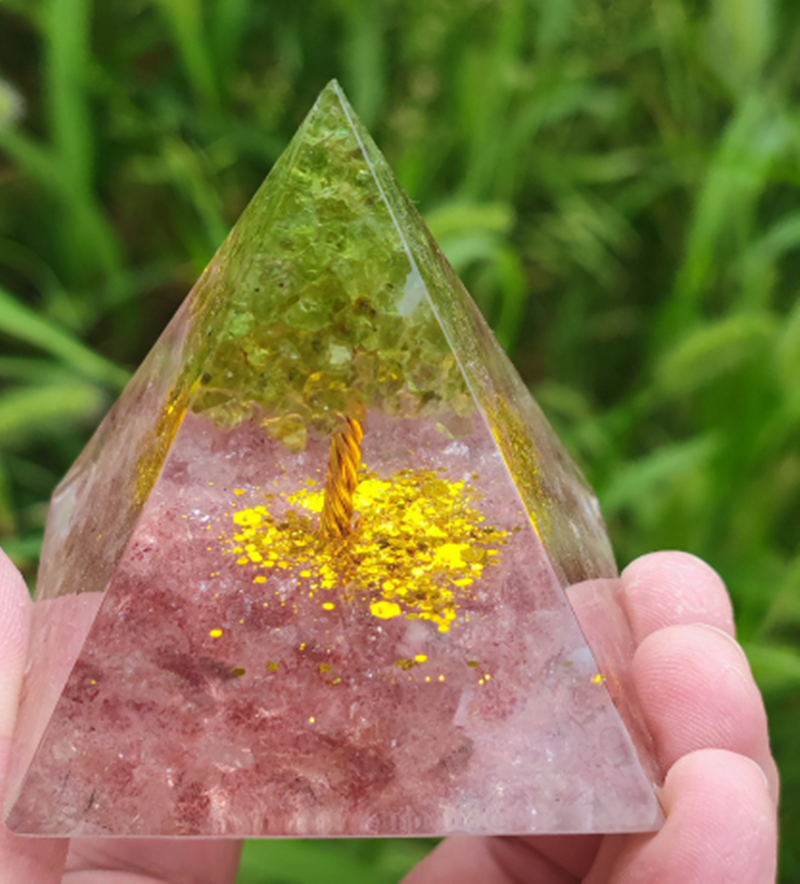 Natural Tiger Eye Orgonite Pyramid Healing Crystals Centerpiece Energy Generator Reiki Chakra Multiplier Orgone Amethyst Meditation - Blu Obsidian