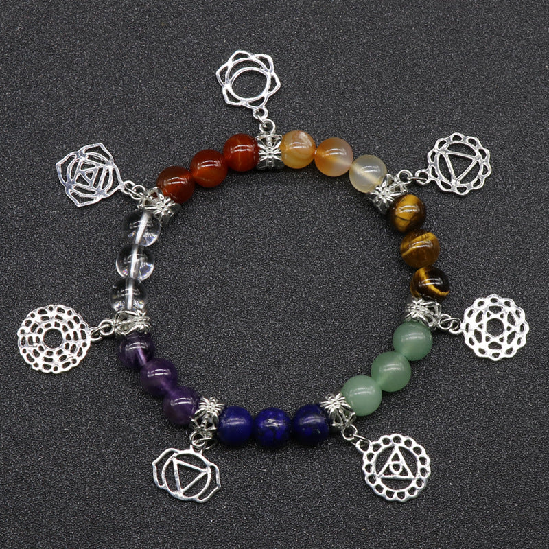 Colorful Agate Crystal Seven Chakra Bracelet