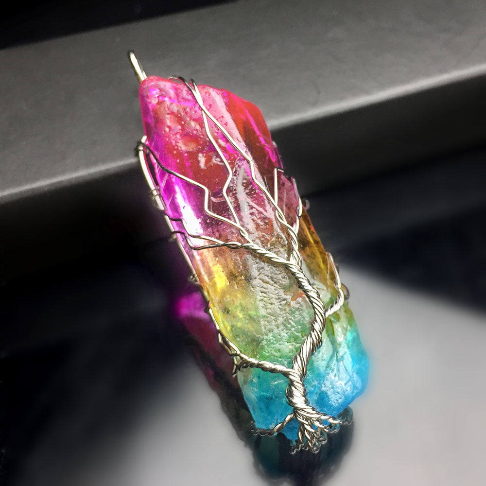 Natural Stone Rainbow Charms Pendant