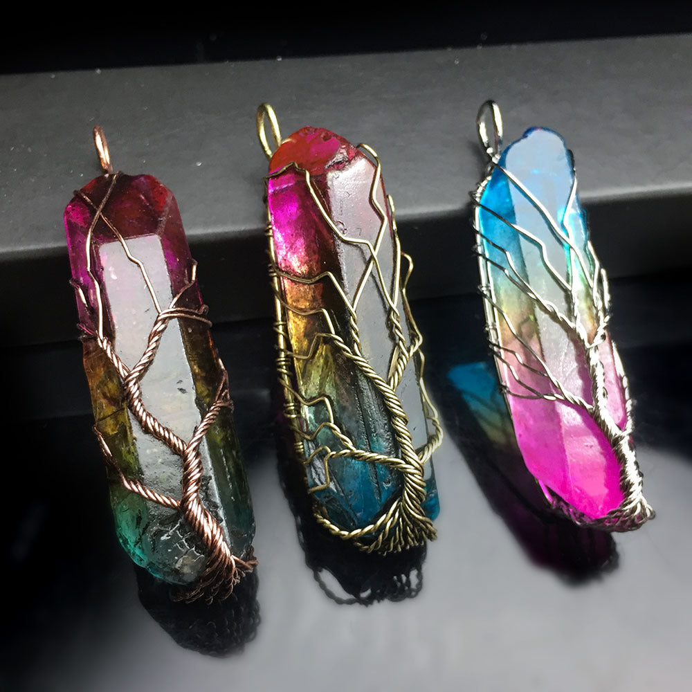 Natural Stone Rainbow Charms Pendant