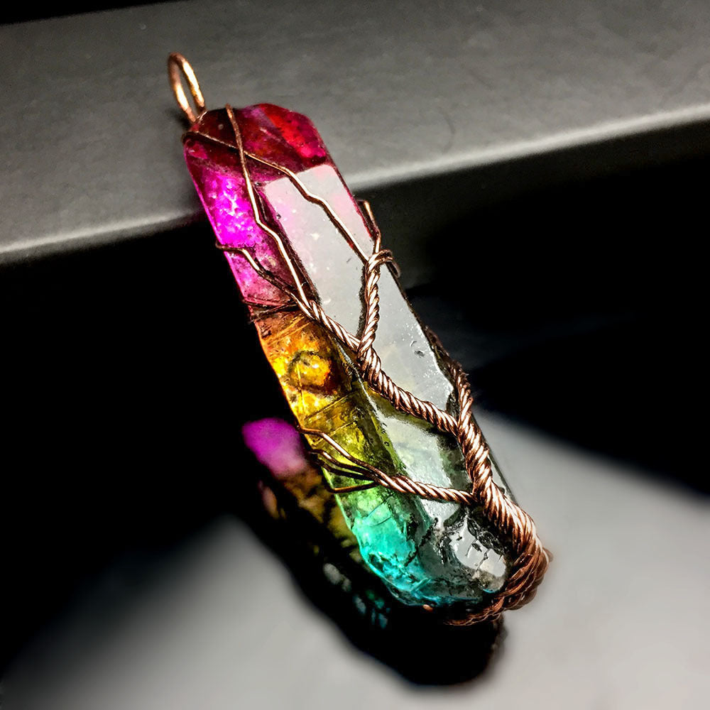 Natural Stone Rainbow Charms Pendant