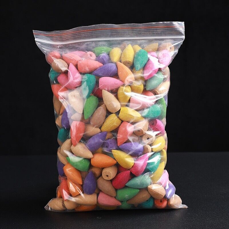 100Pcs Backflow Incense Cones Burner Heavy Smoke Waterfall Buddhism Smoke Cones - Blu Obsidian