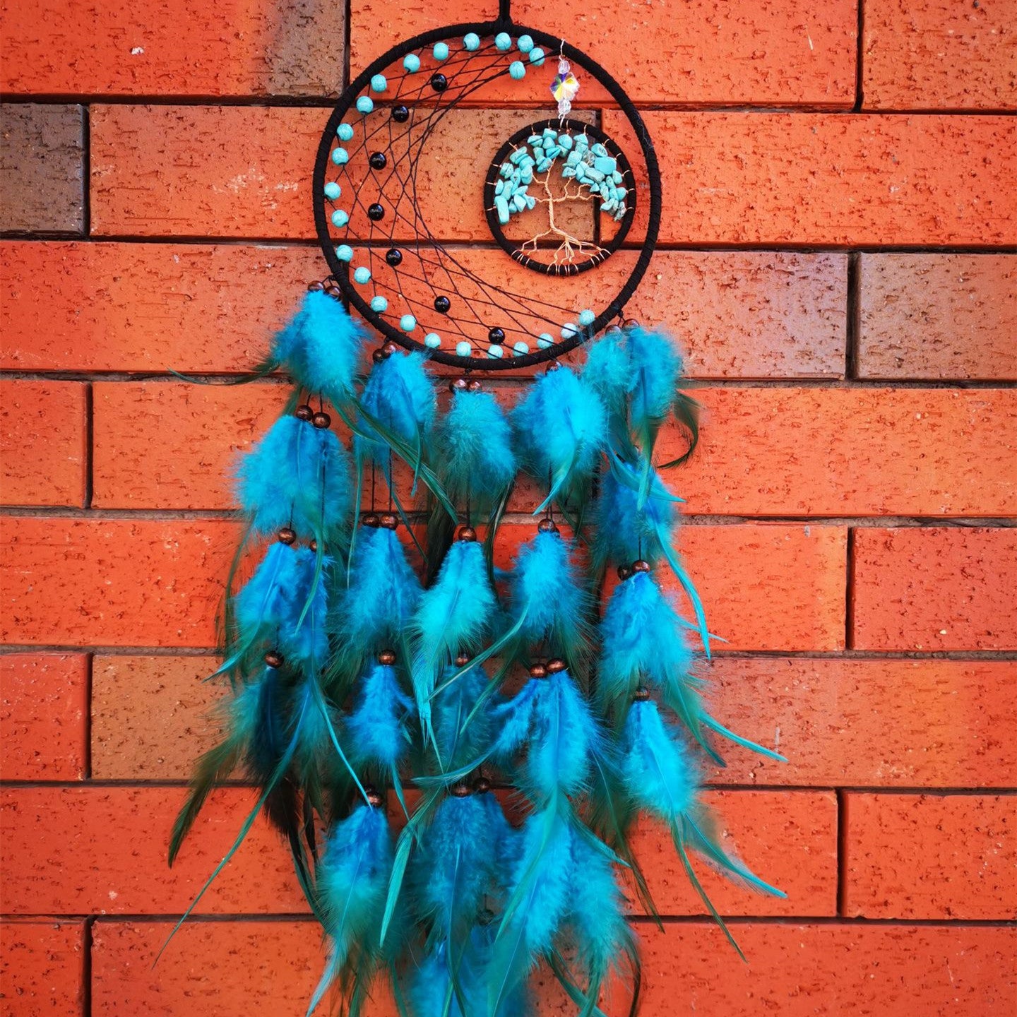 Tree Of Life Feather Home Decor Dream Catcher Wall Mount - Blu Obsidian