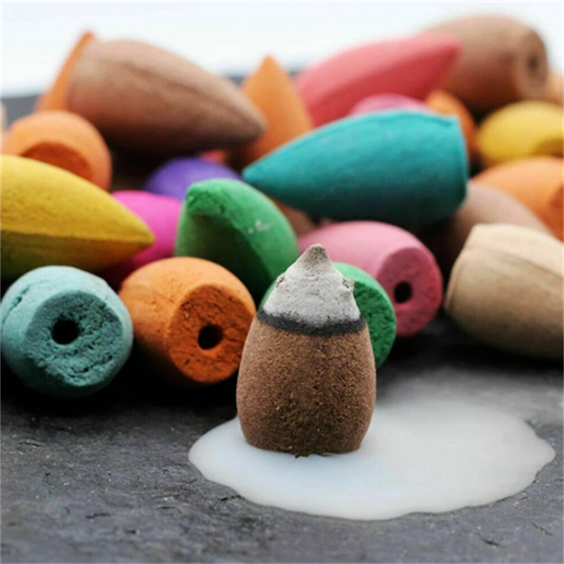 100Pcs Backflow Incense Cones Burner Heavy Smoke Waterfall Buddhism Smoke Cones - Blu Obsidian