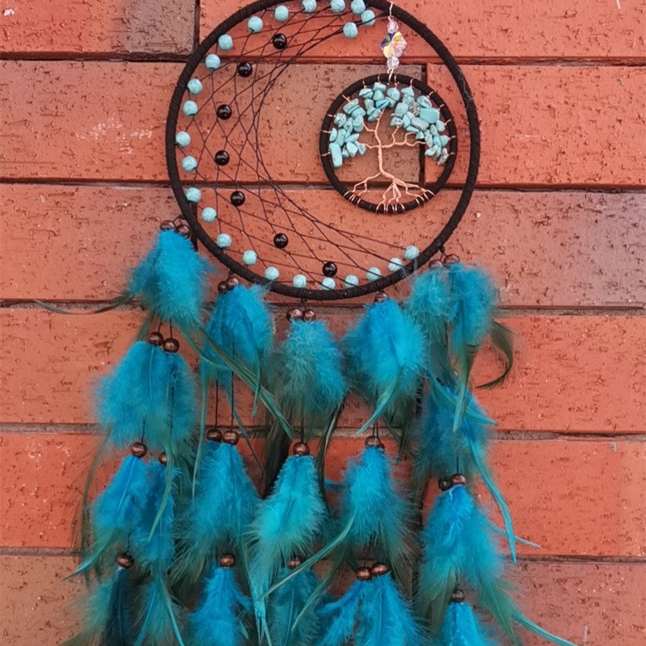 Tree Of Life Feather Home Decor Dream Catcher Wall Mount - Blu Obsidian