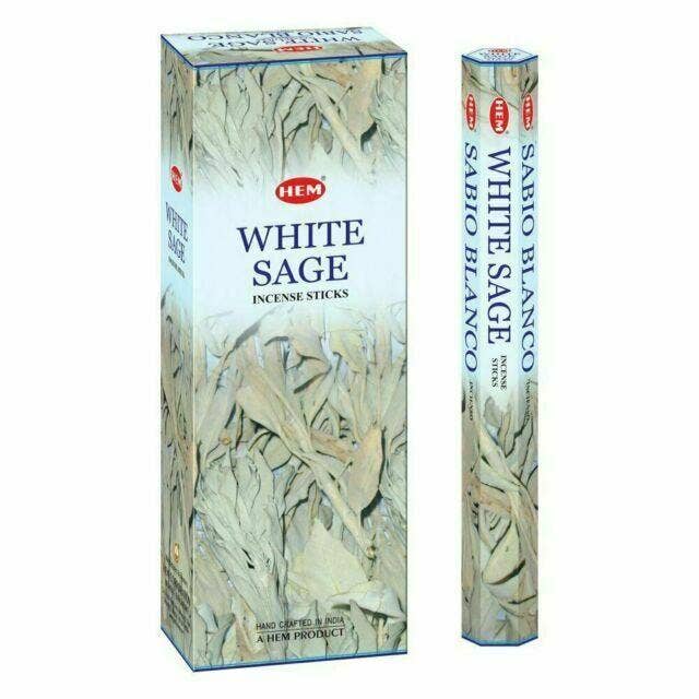 White Sage Hem incense sticks Hexa 20 sticks - Blu Obsidian